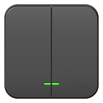 BLANCA О/У 2-клавишный ВЫКЛЮЧАТЕЛЬ (сх.5) с подсв.ИЗОЛ.ПЛ,10А,250В,АНТРАЦИТ