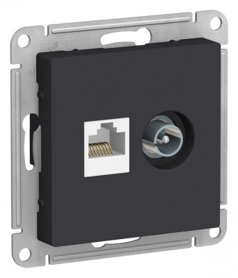 ATLASDESIGN РОЗЕТКА двойная ТВ + компьютерная RJ45, кат. 5Е, КАРБОН