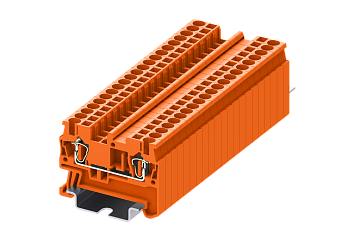 Клемма на DIN-рейку пружин. 2.5 мм2 2 конт. проход. оранж.