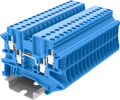 Клемма на DIN-рейку винт. 2.5 мм2 4 конт. проходная синяя