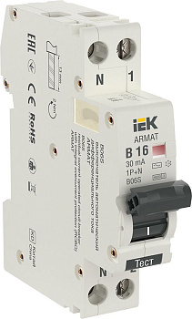 ARMAT АВДТ B06S 1P+NP B16 30мА тип AC (18мм) IEK ARMAT АВДТ B06S 1P+NP B16 30мА тип AC (18мм) IEK