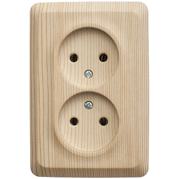 ЭТЮД О/У двойная угловая РОЗЕТКА без заземления без шторок 16А, СОСНА, Россия